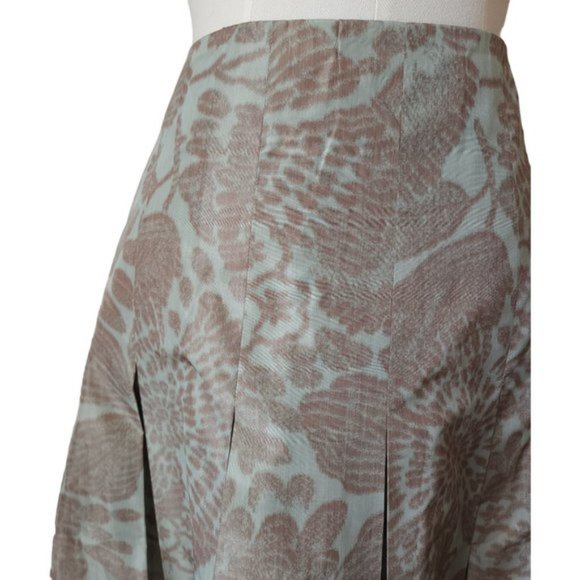AKRIS green and brown floral pleated skirt - Picture 2 of 10